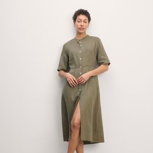 Everlane Women's Frolic Dress in Linen in Olive, Size 2